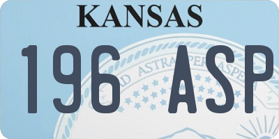 KS license plate 196ASP