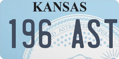 KS license plate 196AST