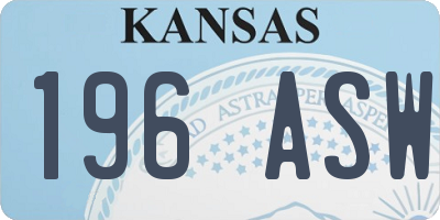 KS license plate 196ASW