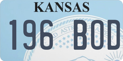 KS license plate 196BOD