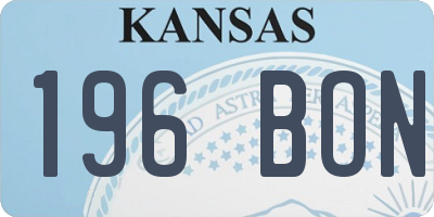 KS license plate 196BON