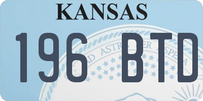 KS license plate 196BTD
