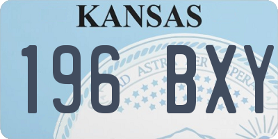KS license plate 196BXY
