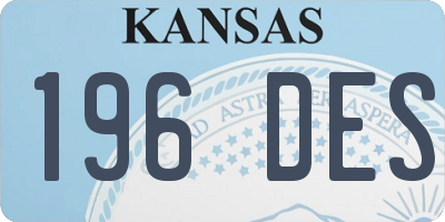 KS license plate 196DES