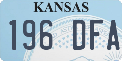 KS license plate 196DFA