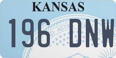 KS license plate 196DNW