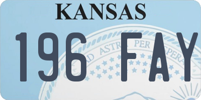 KS license plate 196FAY