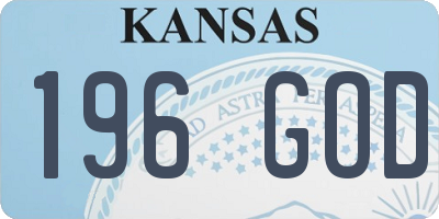 KS license plate 196GOD