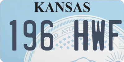 KS license plate 196HWF