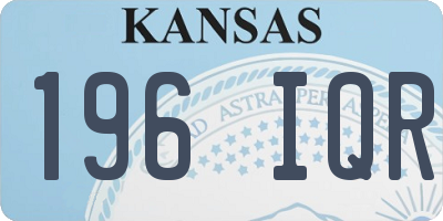 KS license plate 196IQR