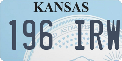 KS license plate 196IRW