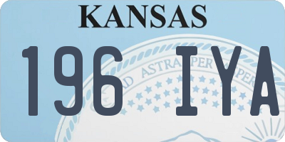 KS license plate 196IYA