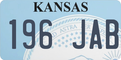 KS license plate 196JAB