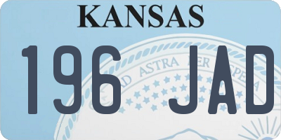 KS license plate 196JAD