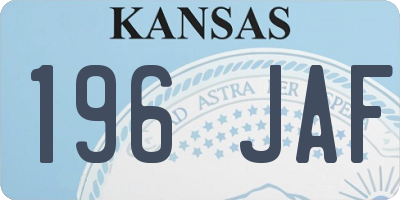 KS license plate 196JAF