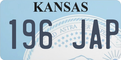 KS license plate 196JAP