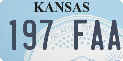 KS license plate 197FAA