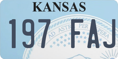 KS license plate 197FAJ