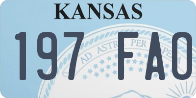 KS license plate 197FAO