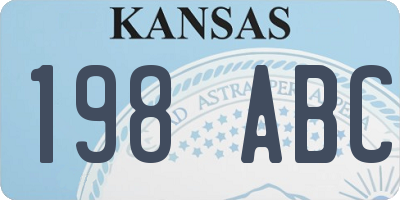 KS license plate 198ABC