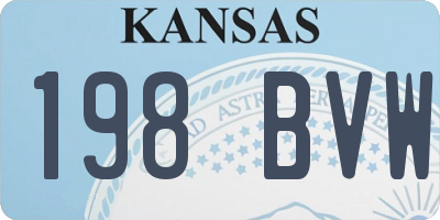 KS license plate 198BVW