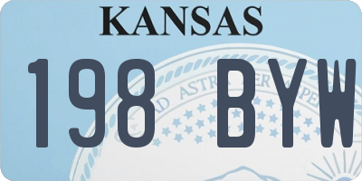KS license plate 198BYW