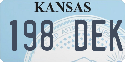 KS license plate 198DEK