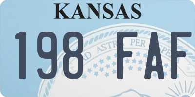 KS license plate 198FAF