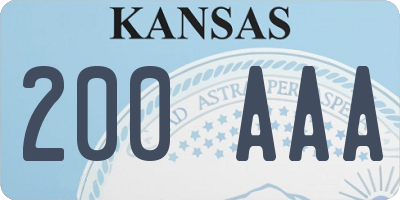 KS license plate 200AAA