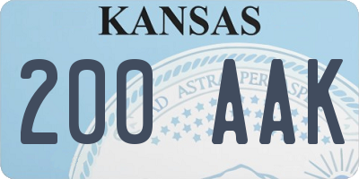 KS license plate 200AAK