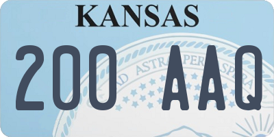 KS license plate 200AAQ