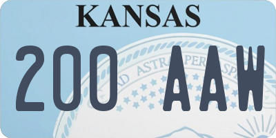 KS license plate 200AAW