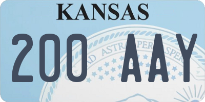 KS license plate 200AAY