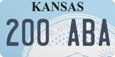 KS license plate 200ABA