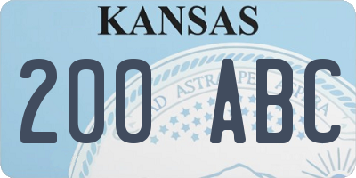 KS license plate 200ABC
