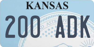 KS license plate 200ADK