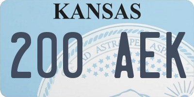 KS license plate 200AEK