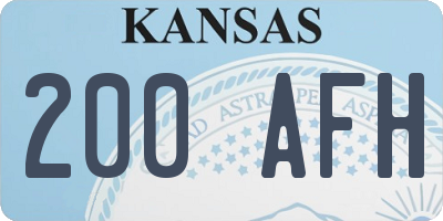KS license plate 200AFH