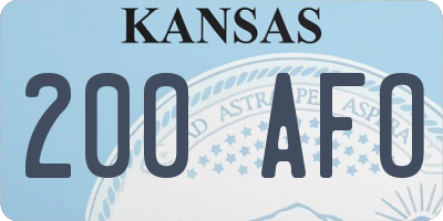 KS license plate 200AFO