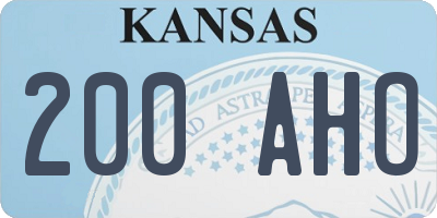 KS license plate 200AHO