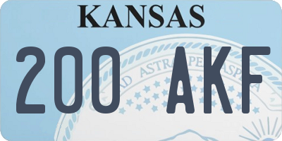 KS license plate 200AKF