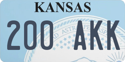 KS license plate 200AKK