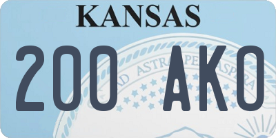 KS license plate 200AKO