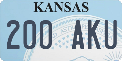 KS license plate 200AKU