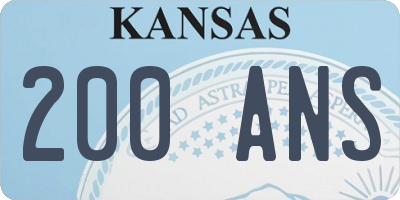 KS license plate 200ANS