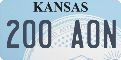 KS license plate 200AON