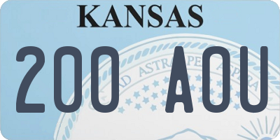 KS license plate 200AOU