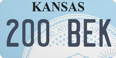 KS license plate 200BEK