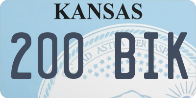 KS license plate 200BIK