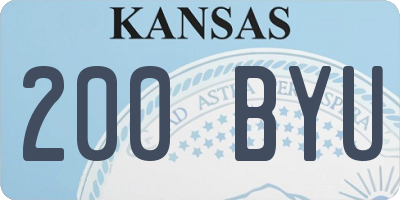 KS license plate 200BYU